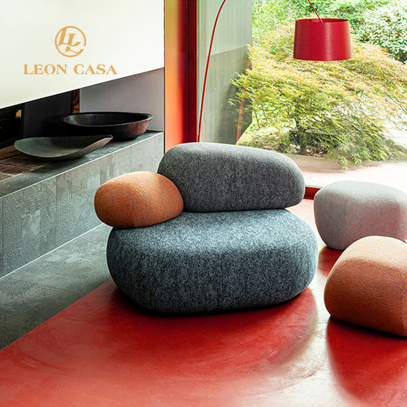 New Unique Shape Design Cobblestone Stone Fabric Sofa Sectional Couch Modular Sectional Moroso Pebble Rubble Furniture Sofa