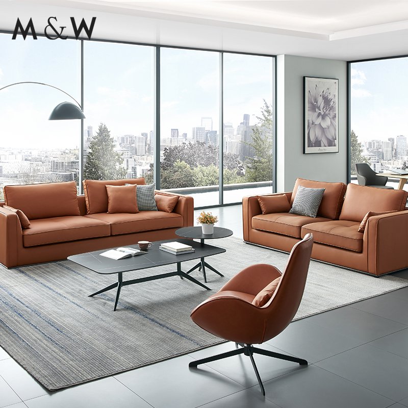 M&W light luxury sectional leather sofa living room furniture sofa couch