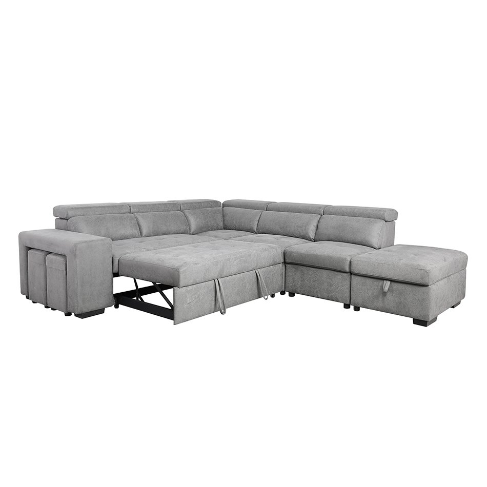 Comfortlands Modern Fabric Sleeping Bed Sectional Pull Out Sofa Bed with Ottoman