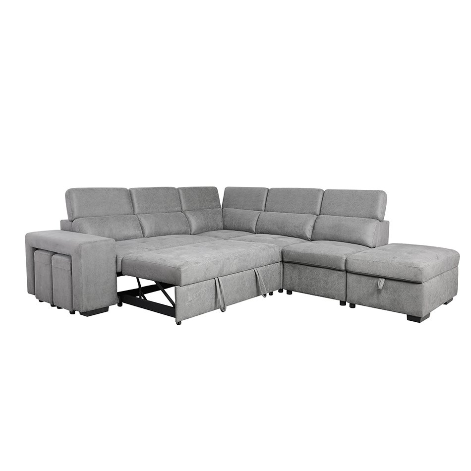 Comfortlands Modern Fabric Sleeping Bed Sectional Pull Out Sofa Bed with Ottoman