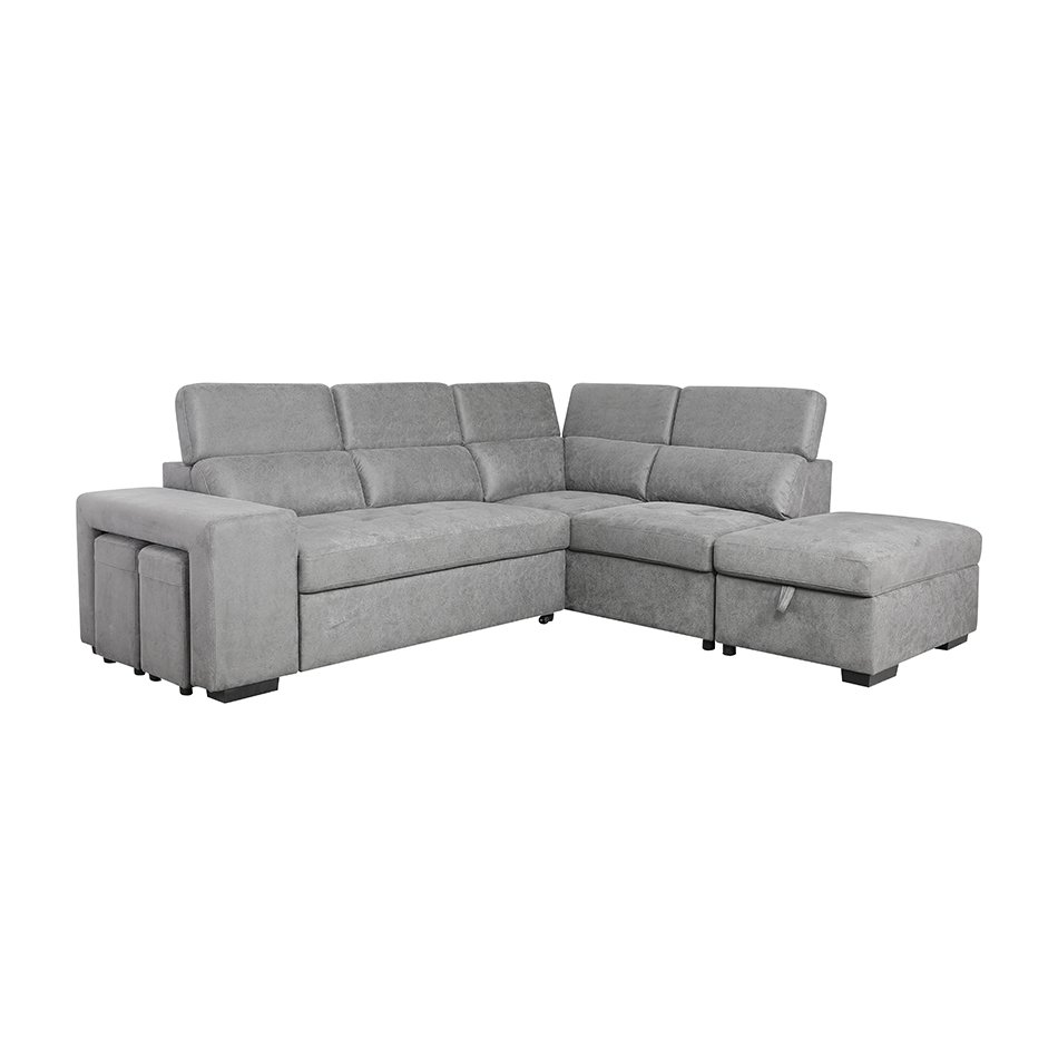 Comfortlands Modern Fabric Sleeping Bed Sectional Pull Out Sofa Bed with Ottoman