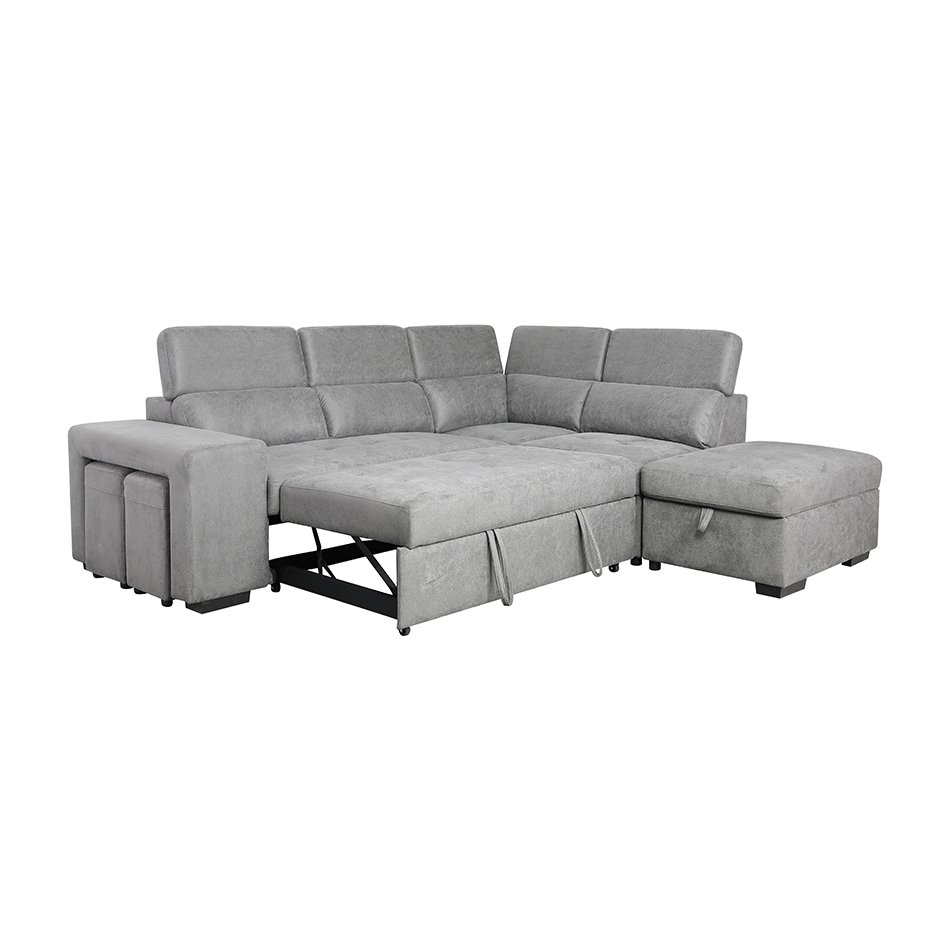 Comfortlands Modern Fabric Sleeping Bed Sectional Pull Out Sofa Bed with Ottoman