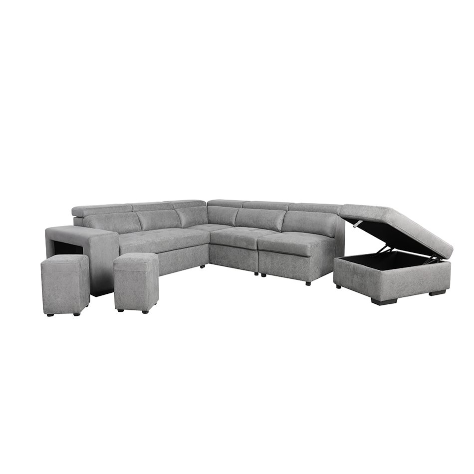 Comfortlands Modern Fabric Sleeping Bed Sectional Pull Out Sofa Bed with Ottoman