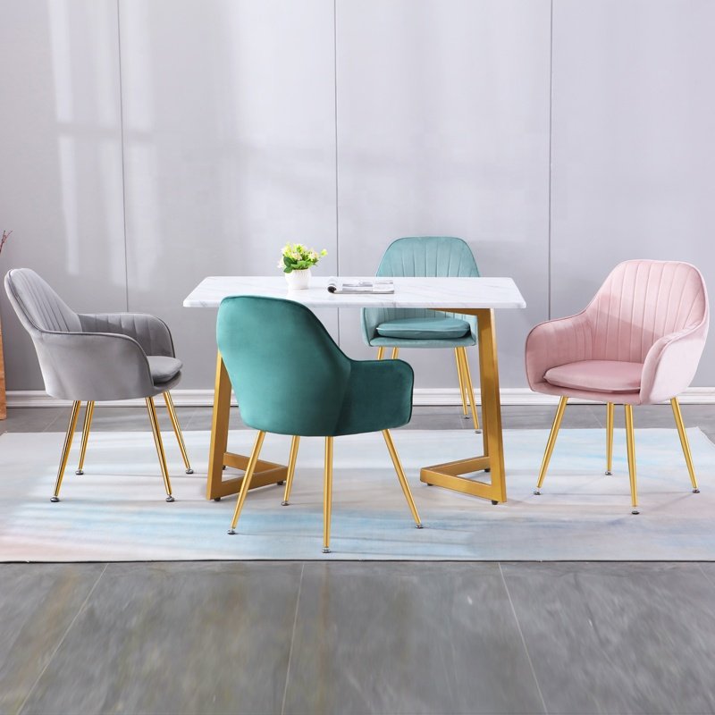 Restaurant Chair Wholesale Pink Nordic Luxury Gold Metal Modern Cheap Velvet Sofa Dining Rooms Hotel Furniture Chairs Restaurant