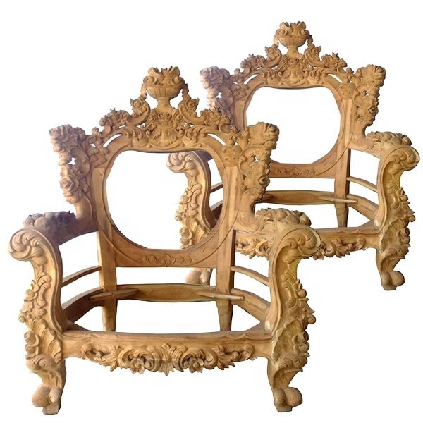 Unfinished Teak Wooden Chair Sofa for Home and Hotel One Wooden Frame Living Room Furniture