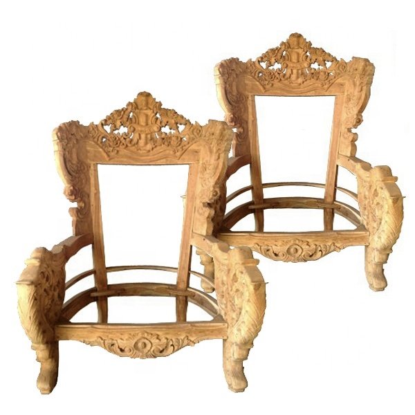 Unfinished Teak Wooden Chair Sofa for Home and Hotel One Wooden Frame Living Room Furniture