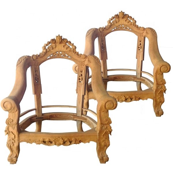 Unfinished Teak Wooden Chair Sofa for Home and Hotel One Wooden Frame Living Room Furniture