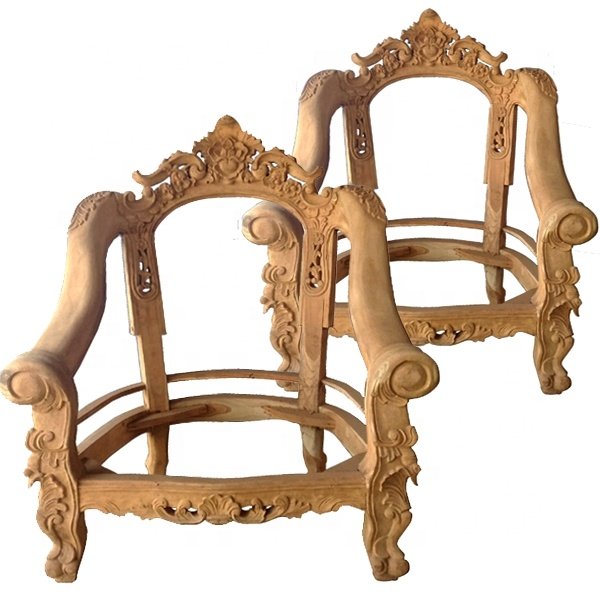 Unfinished Teak Wooden Chair Sofa for Home and Hotel One Wooden Frame Living Room Furniture