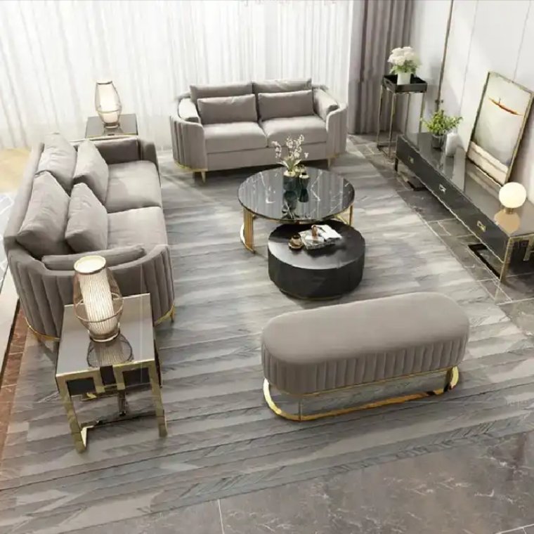 Curved Dresser Sofa Set Support Custom New Dubai Italian Luxury Living Room Furniture Home 1+2+3 Sets + Fabric Bedroom Furniture