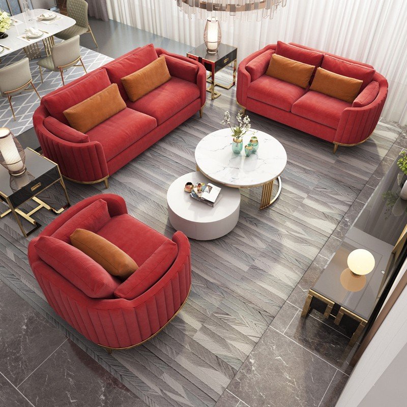 Curved Dresser Sofa Set Support Custom New Dubai Italian Luxury Living Room Furniture Home 1+2+3 Sets + Fabric Bedroom Furniture
