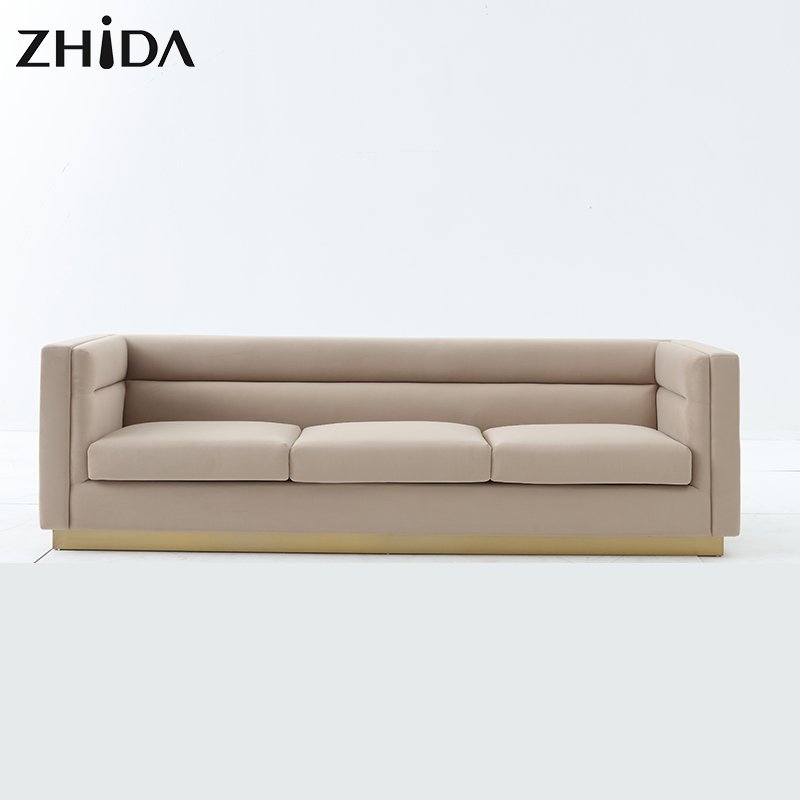 Luxury design home furniture gold leg white fabric living room villa 2 3 Seater sofas Dubai Luxury Sofa set