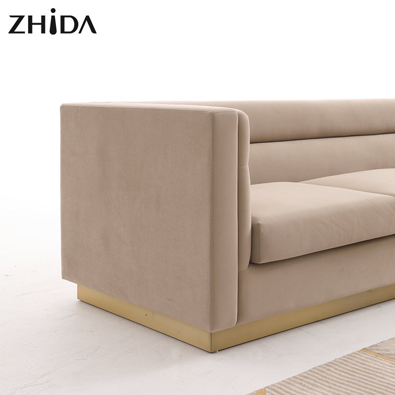 Luxury design home furniture gold leg white fabric living room villa 2 3 Seater sofas Dubai Luxury Sofa set