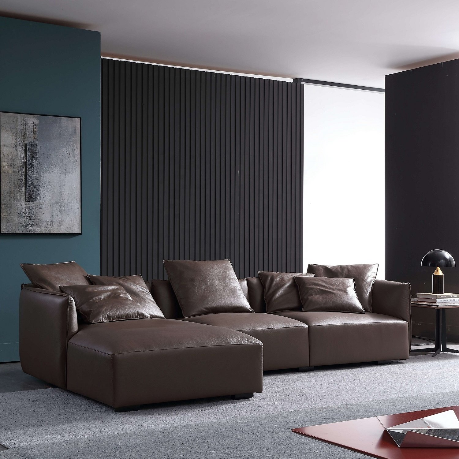 Modern Light Luxury Living Room Chaise Longue Fabric L-Shaped Sofa Combination European Leather French Sofa Home Furniture