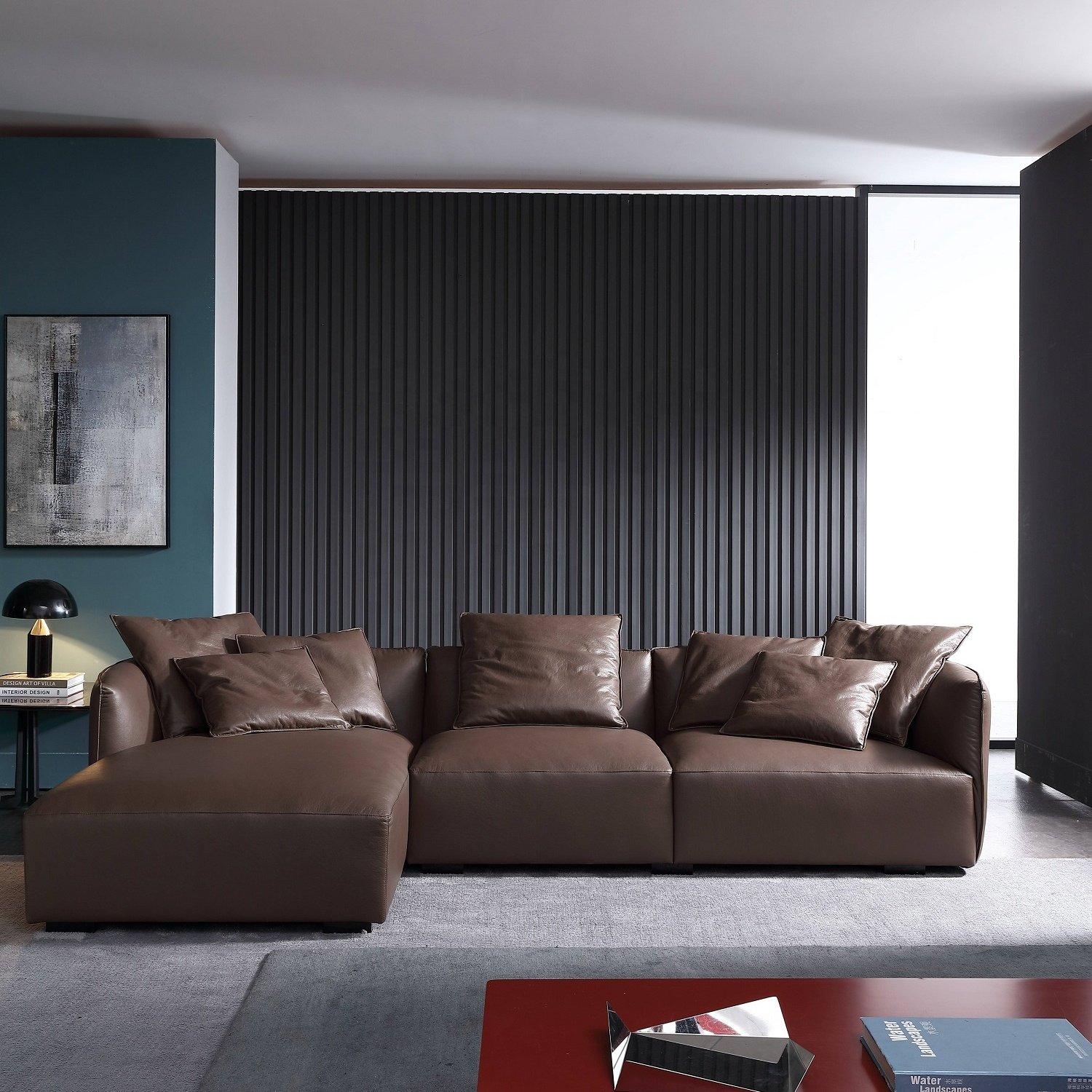 Modern Light Luxury Living Room Chaise Longue Fabric L-Shaped Sofa Combination European Leather French Sofa Home Furniture