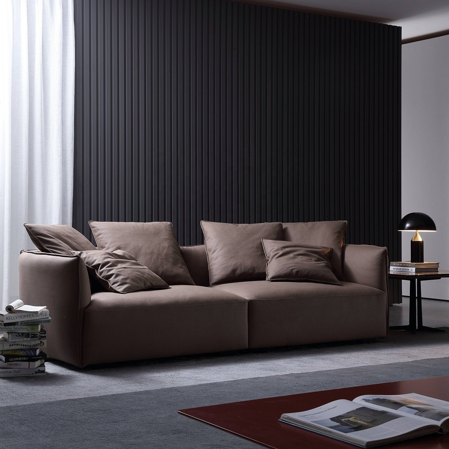 Modern Light Luxury Living Room Chaise Longue Fabric L-Shaped Sofa Combination European Leather French Sofa Home Furniture
