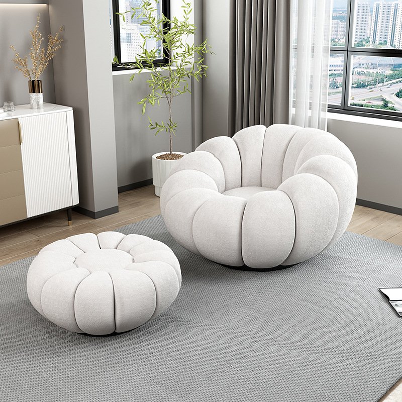 French style sofa chair furniture house living room white chair with ottoman Pumpkin chair sets
