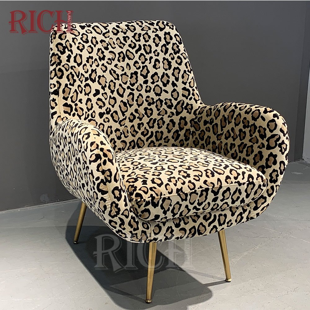 Home Furniture Metal Legs Fabric Sofa Chair One Seater Couch Velvet Living Room Nordic Settee Sofa
