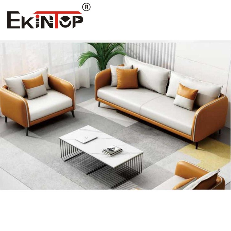 Ekintop Leather Office Sofa Set Furniture Black Brown Living Room Executive Office Sofa Leather Sofa for Office