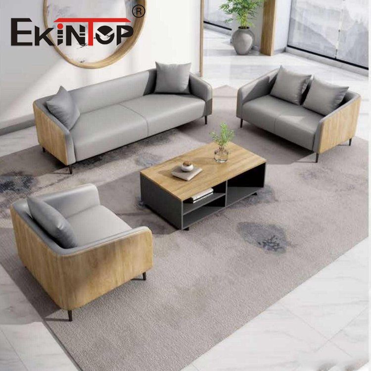 Ekintop Leather Office Sofa Set Furniture Black Brown Living Room Executive Office Sofa Leather Sofa for Office