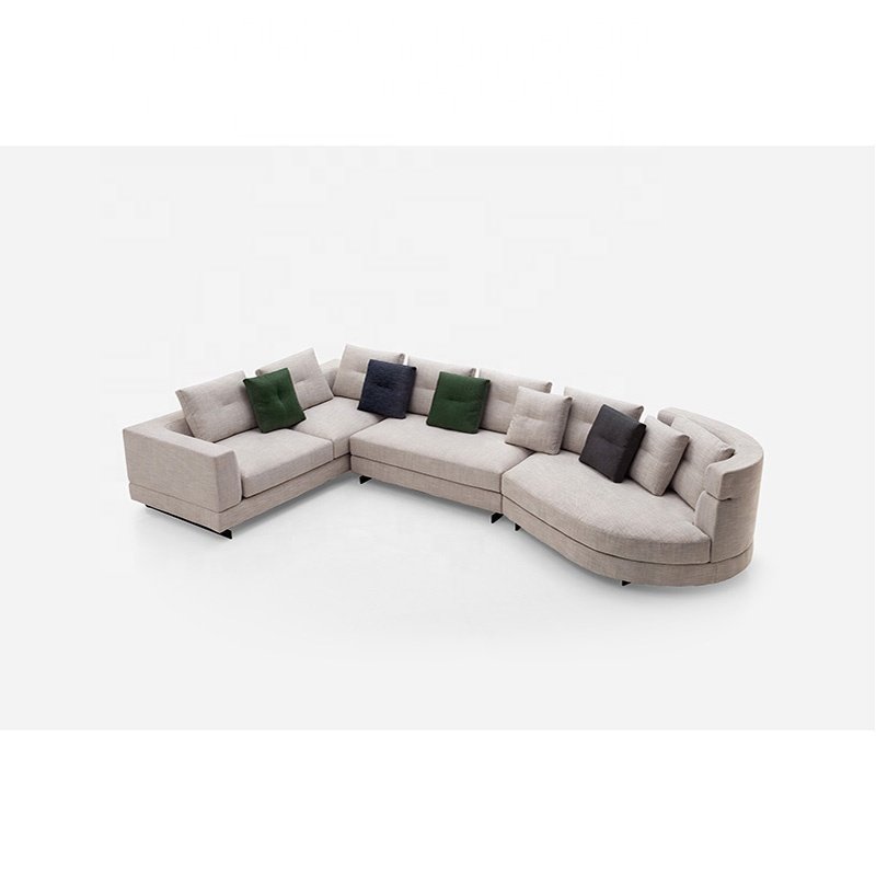 Modern comfortable fabric sofa Simple villa living room furniture L-shaped sofa