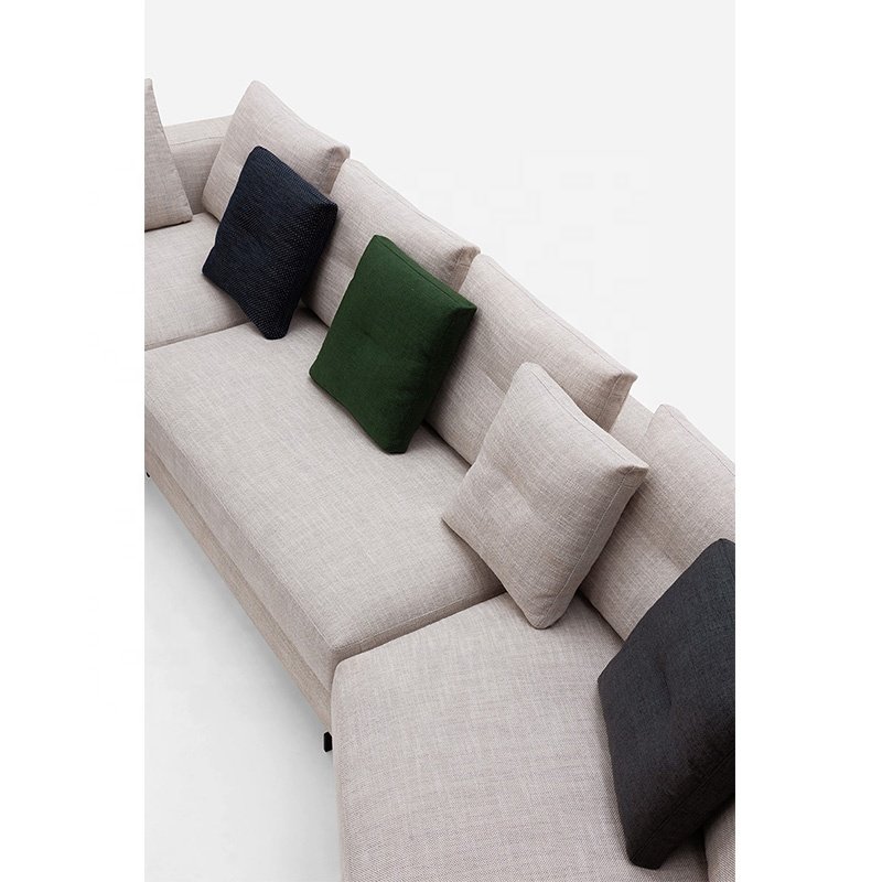 Modern comfortable fabric sofa Simple villa living room furniture L-shaped sofa