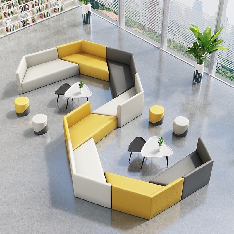 Commercial Furniture Office Reception Sofa Set Public Area Waiting Room Leather Modular Modern Office Sofas