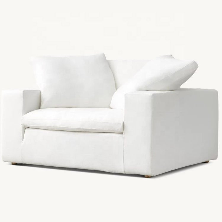 New factory direct sales American style modern living room furniture designer white fabric single seater sofa