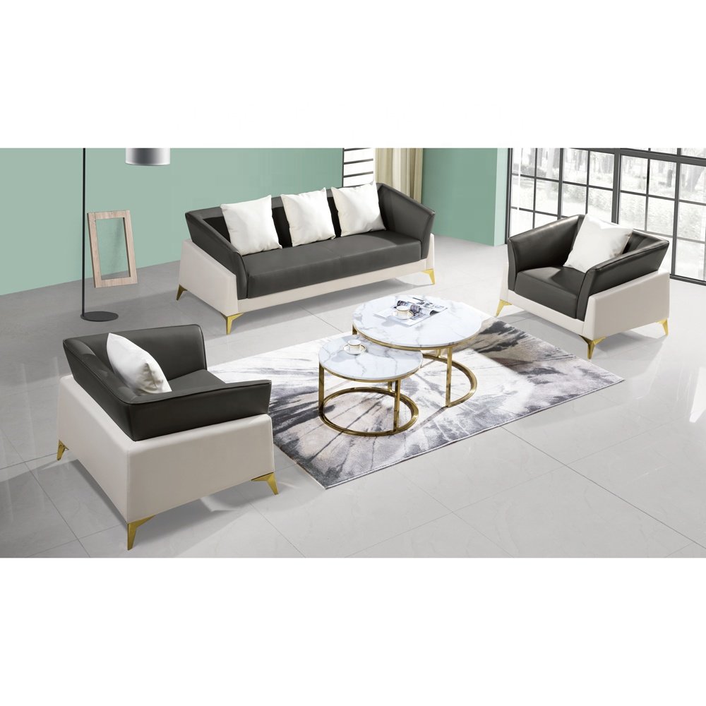 Modern Home Furniture Hot Sale New Italian Style Meeting Lobby Reception Couch Waiting Set Leather Office Sofa