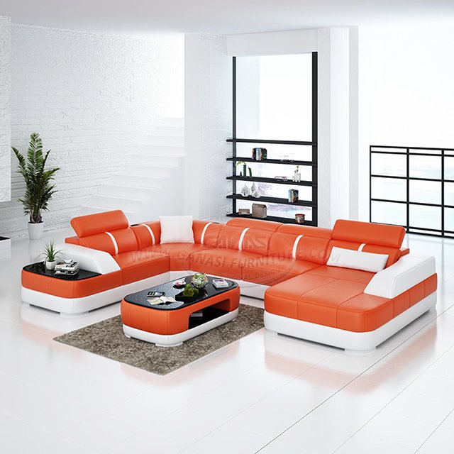 Top Selling Products Online Cheap Leather Living room Sofa with Side Table