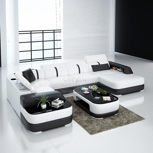 Top Selling Products Online Cheap Leather Living room Sofa with Side Table
