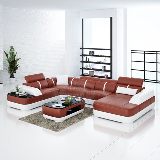 Top Selling Products Online Cheap Leather Living room Sofa with Side Table
