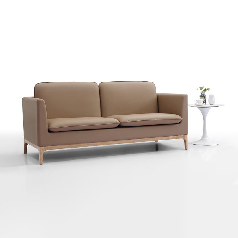 Classical Simple Design Wood Legs Leisure Leather 3Seat Sofa For Office Furniture