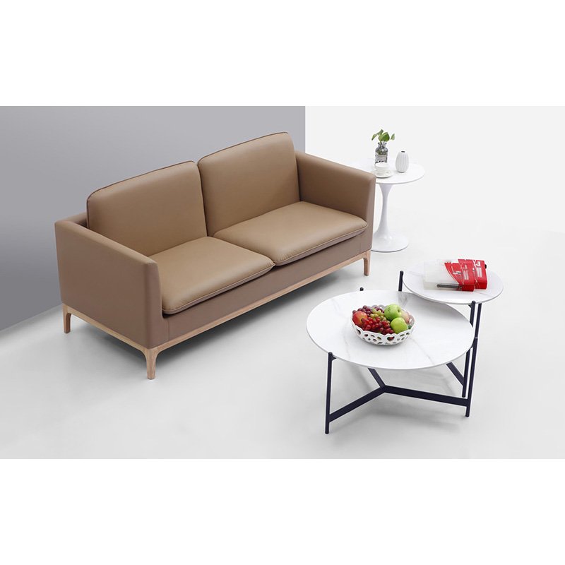 Classical Simple Design Wood Legs Leisure Leather 3Seat Sofa For Office Furniture
