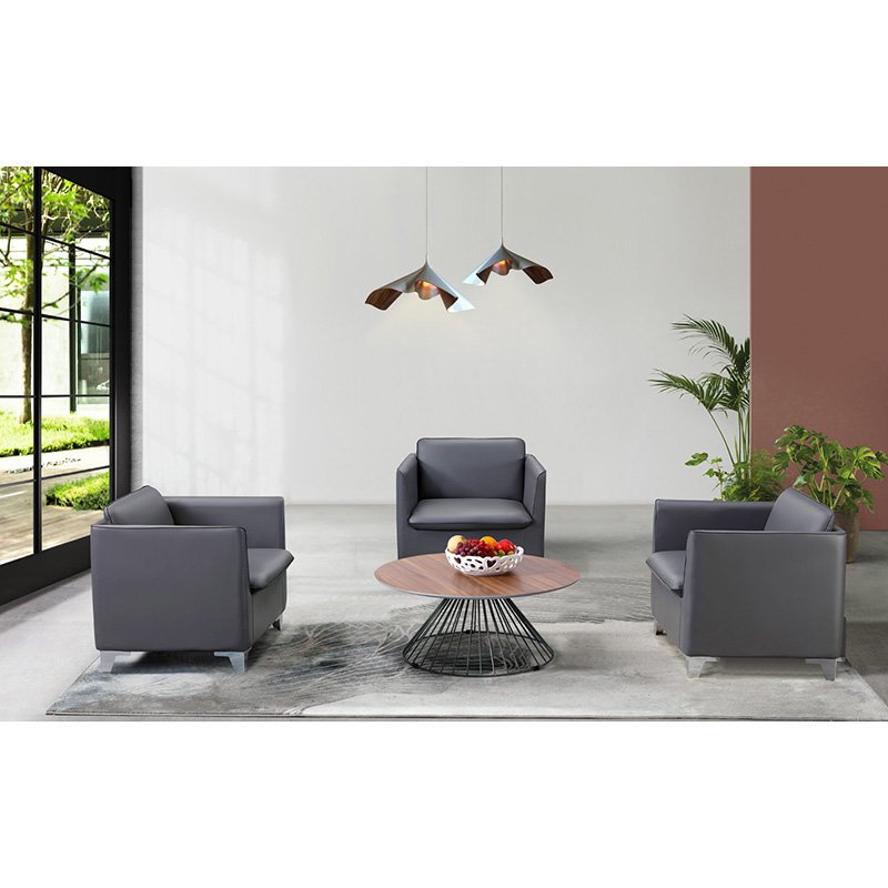 Classical Simple Design Wood Legs Leisure Leather 3Seat Sofa For Office Furniture