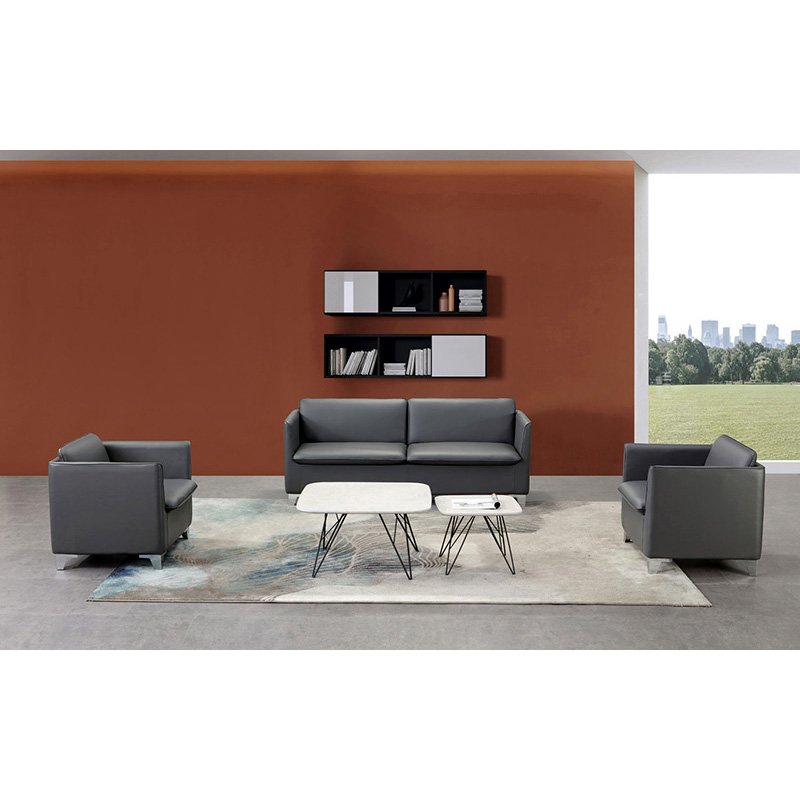Classical Simple Design Wood Legs Leisure Leather 3Seat Sofa For Office Furniture