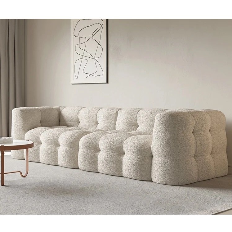 AUGEIGHT Luxury Sofa 3 Seater Modern Design Comfort Sofa Set Furniture White Fabric Couch Living Room Sofas