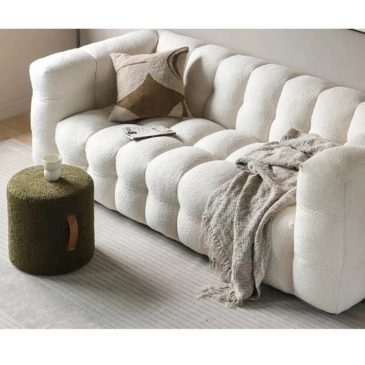 AUGEIGHT Luxury Sofa 3 Seater Modern Design Comfort Sofa Set Furniture White Fabric Couch Living Room Sofas