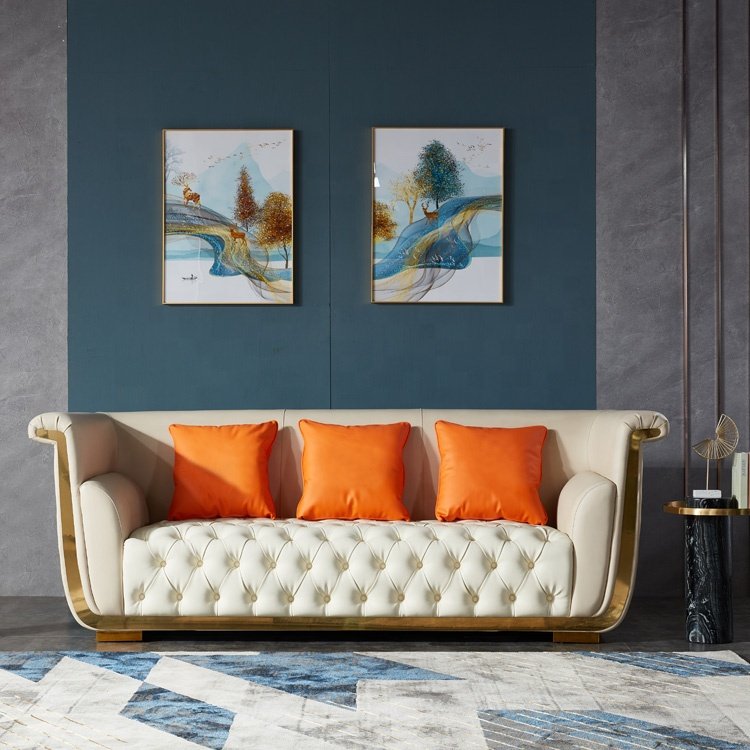 High End Chesterfield Sofa Set Germany Living Room Modern White Leather Sectional Sofa Lounge Sofas Sets Home Furniture