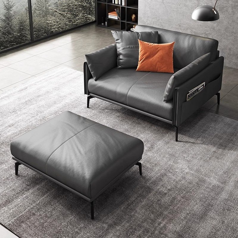 Office Sofa Coffee Table Combination Set Italian Leather Three Business Guests Reception Simple Office Sofa