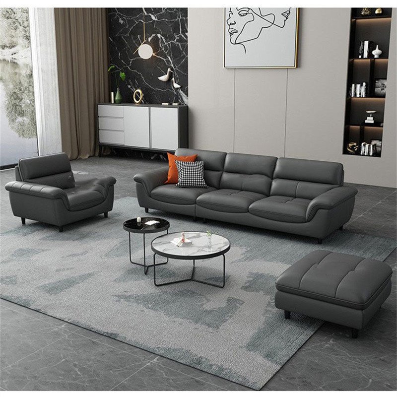 American style 3 seats office sofa furniture leather sofa solid wood frame sofa for living room office furniture