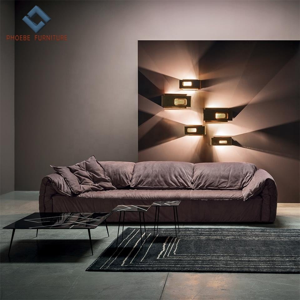 Nubuck fabric modern best price dubai italian design sofa set with folding arm and back