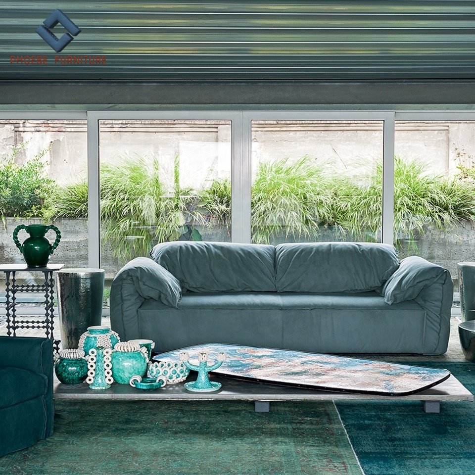 Nubuck fabric modern best price dubai italian design sofa set with folding arm and back