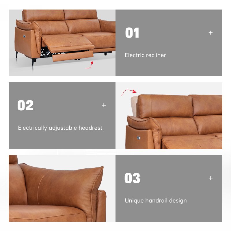 European design luxury couch living room sofas office home furniture modern sofas leather 3 seater electric Recliner sofa