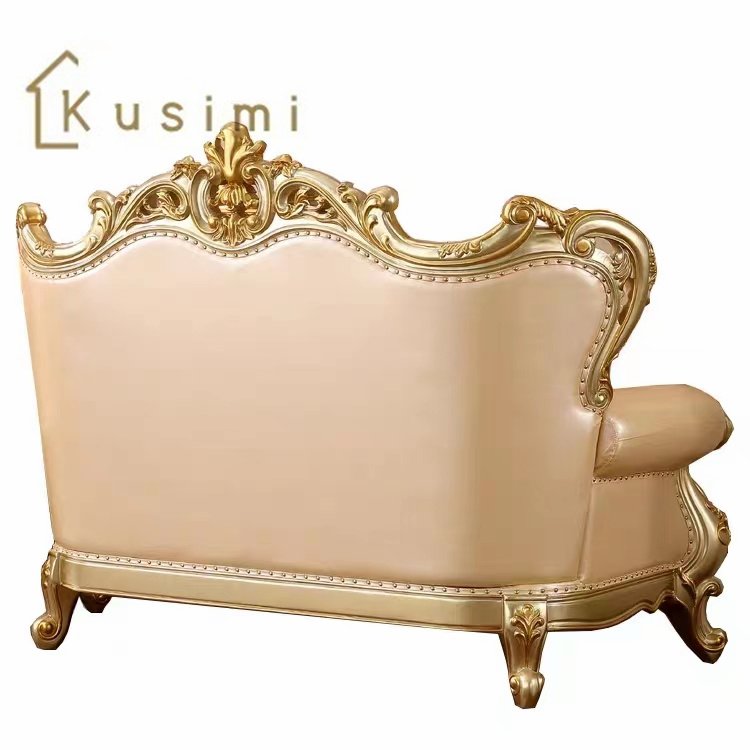 High Standard Living Room Furniture Home Furniture Royal Gold Wooden Frame Living Room Sofas