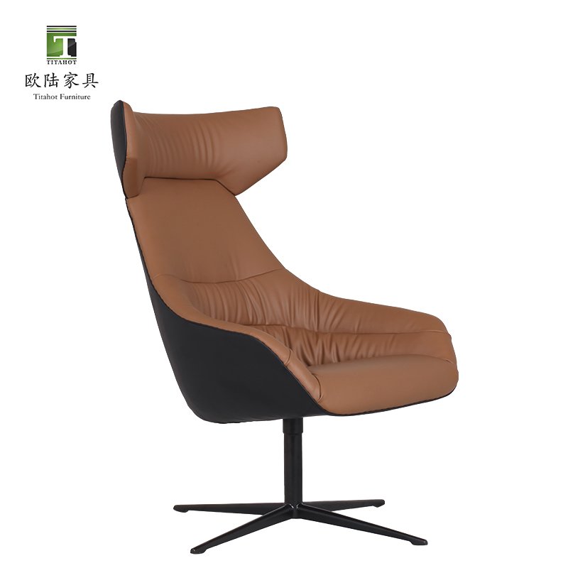 TITAHOT Nordic High Quality Luxury Living Room Furniture Modern Creative Design Saddle Leather Lounge Chair OEM ODM Custom