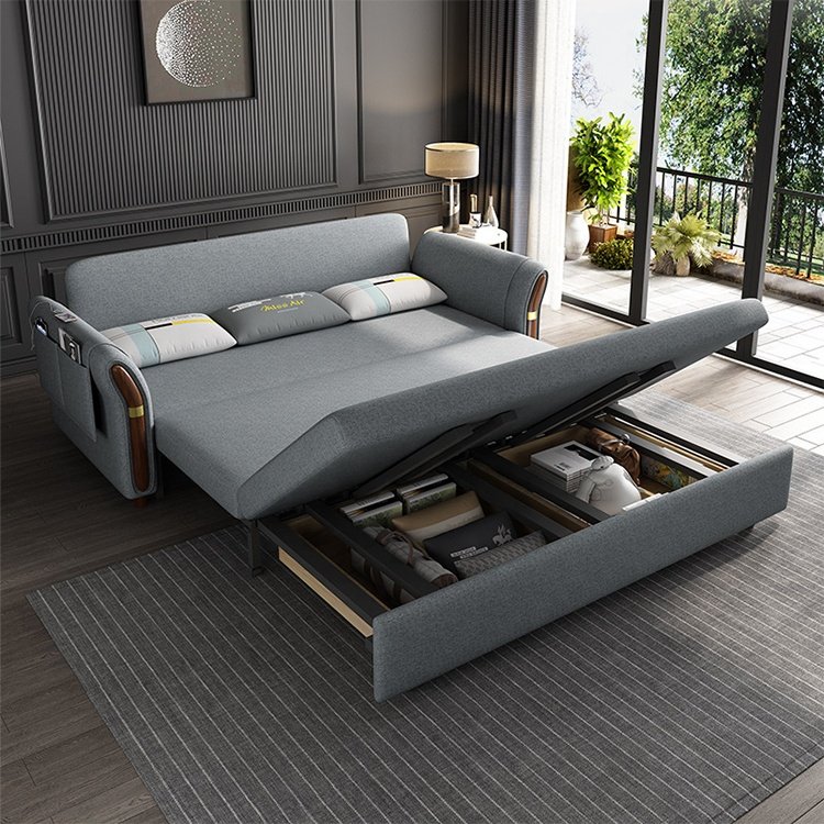Multi-purpose sofa cum bed fabric folding sleeper living room sofa bed furniture with storage