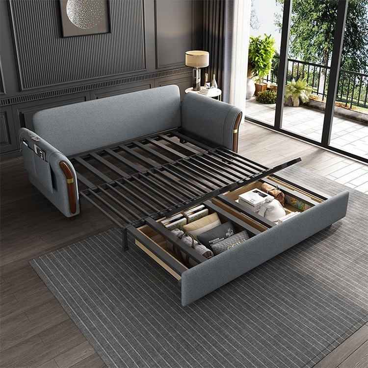 Multi-purpose sofa cum bed fabric folding sleeper living room sofa bed furniture with storage