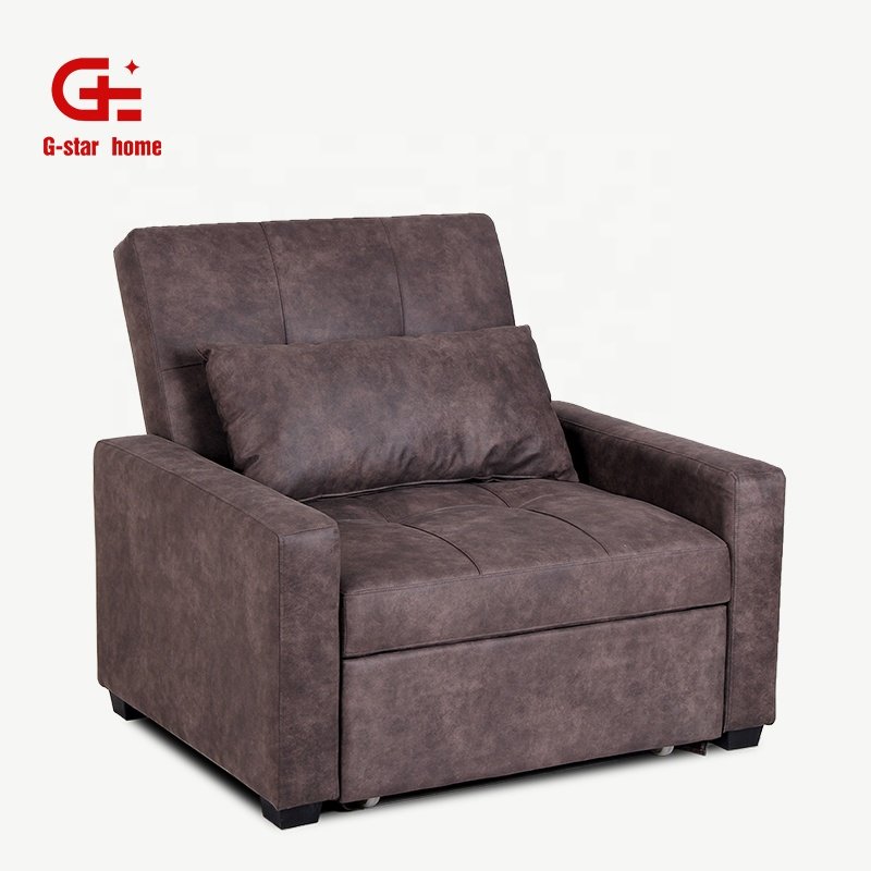 Convertible Sofa Bed Folding Sleeper Leisure Lounge Couch Multi-purpose Chairs Faux Leather Modern Living Room Sofa One Seat