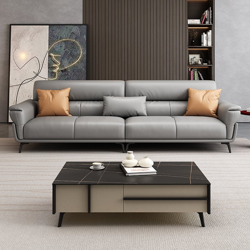 Modern Designer Leather Office Sofa Set Low Price Three-Seat for Home Living Room Hotel or School Use