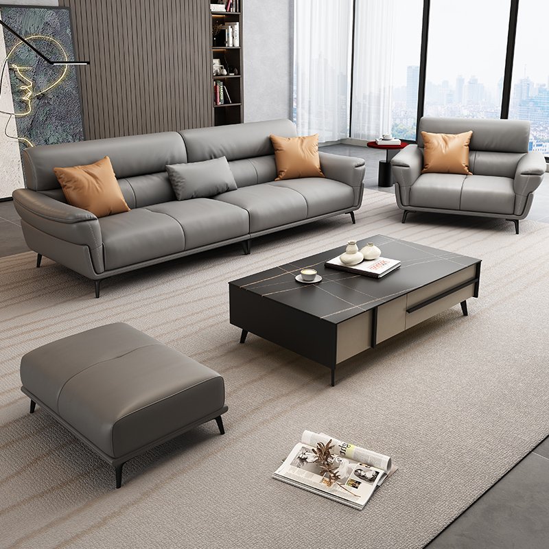 Modern Designer Leather Office Sofa Set Low Price Three-Seat for Home Living Room Hotel or School Use